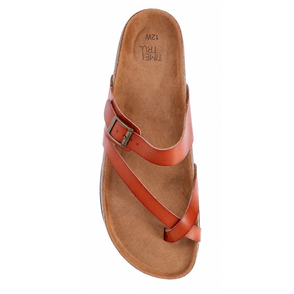 Time and Tru Women's Asymmetric Strap Footed Sandals Slide Thong Size 12 Wide